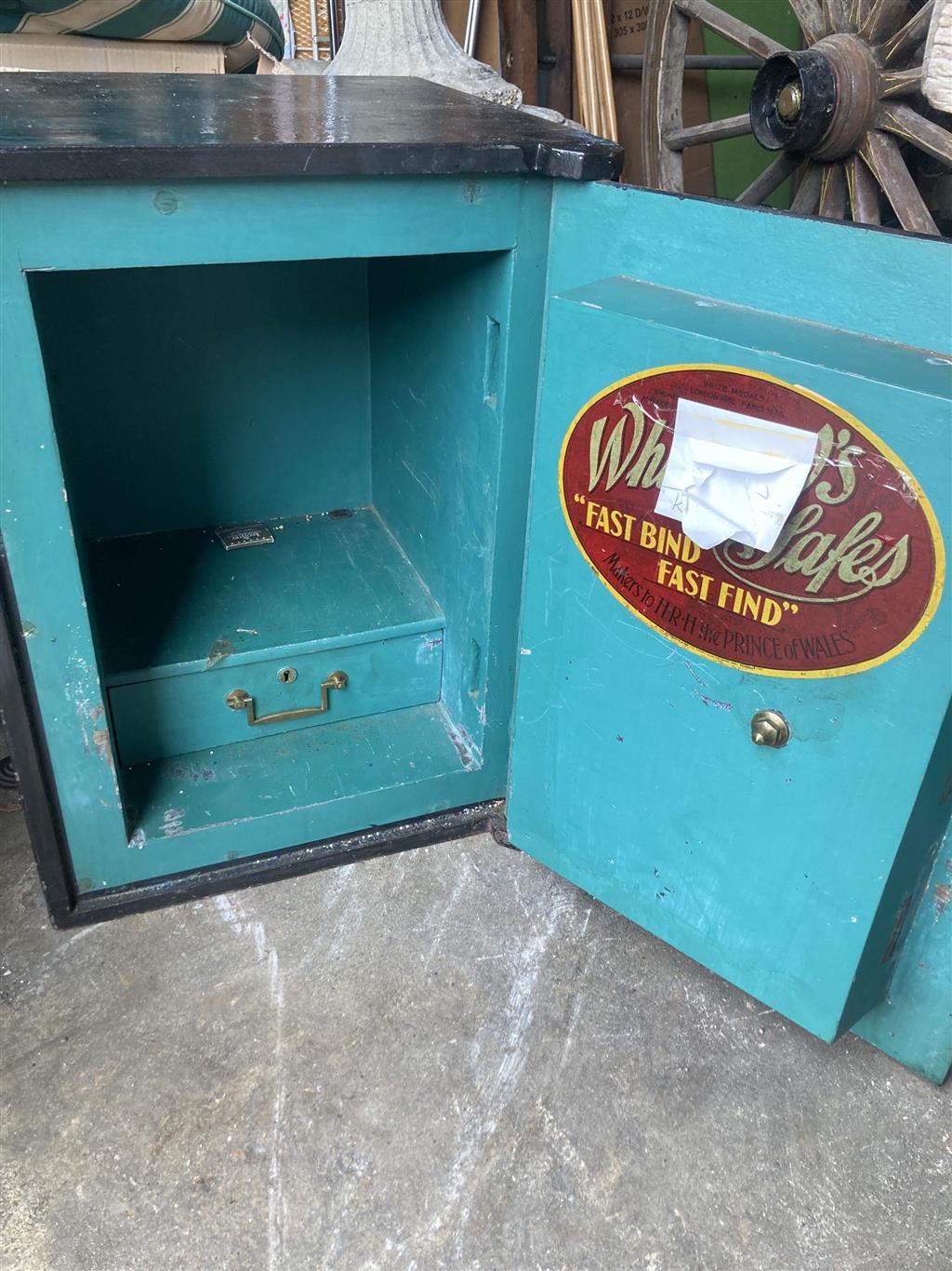 F. Whitfield & Co. - A Victorian cast iron safe, with key, width 60cm, depth 46cm, height 41cm